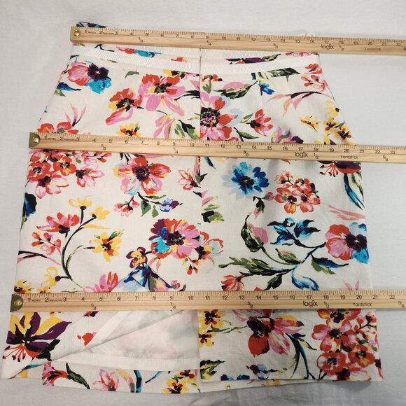 ISABELLA DeMARCO Feminine Romantic Linen Blend Ivory Floral Print Skirt Size 12. - Picture 15 of 16